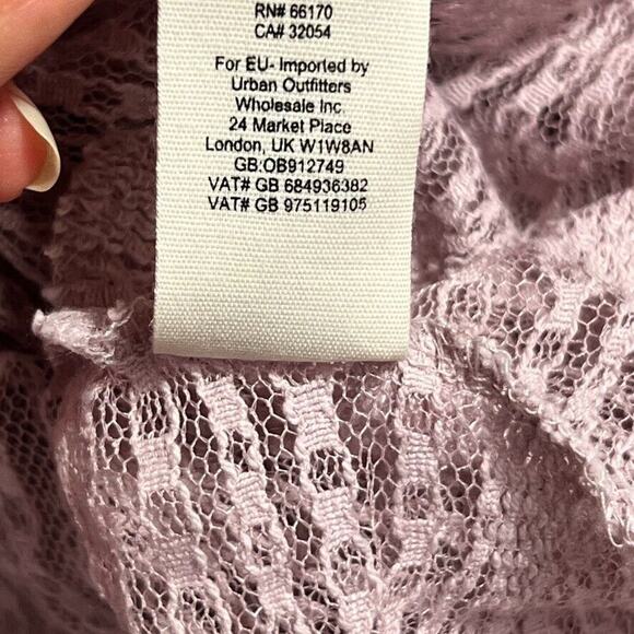 Free People Top L Luisa Mystic Lavender Lace Long Sleeve Babydoll Scalloped Trim - Picture 8 of 10